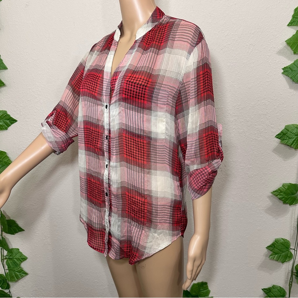 Weavers Plaid Button Down Top - image 6